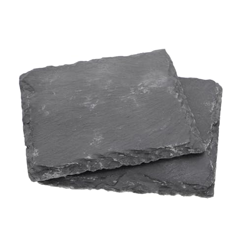 Yardwe 2 Stück Schiefermatte schildkröten zubehör Kleintier zubehör Reptilien zubehör Reptilienfuttertablett Schildkrötenfutter Platte Tank Echsenfuttergericht Reptil-Pad Felsen Dark Grey von Yardwe