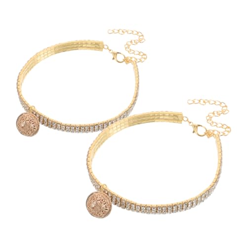 Yardwe 2 Stück Verstellbares Haustierhalsband mit Glöckchen Strass für Hunde und Funkelnde Tieraccessoires für Einen Glamourösen Look von Yardwe