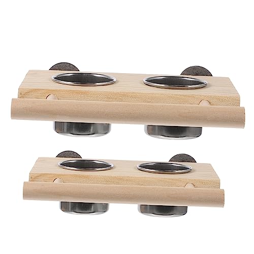 Yardwe Robustes Futter- Und Wasserspender-Set Für Papageien Edelstahl Holz Leicht Zu Reinigen von Yardwe