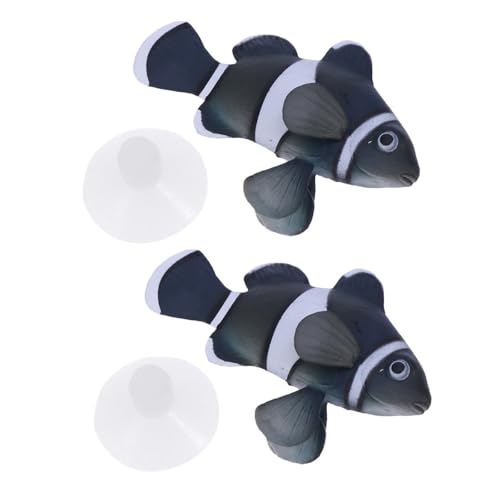 Yardwe 2 Stück lebensechte Silikon-Clownfische, schwimmende Ornamente, künstliche Fischdekore für Aquarien, Landschaften und Unterwasser-Schwimmdekorationen von Yardwe