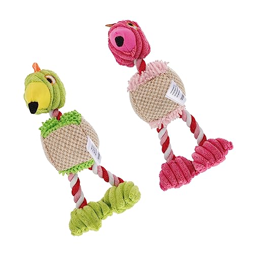 Yardwe 2stücke Teiliges Kauspielzeug Hunde Plüsch-Molar-Spielzeug Mit Quietschfunktion Interaktives Spielzeug Flamingo-Design Geeignet Für Welpen Und Kleine Hunde Fördert Zahnpflege von Yardwe