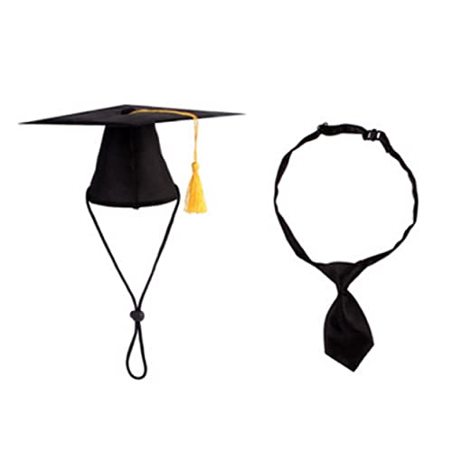 Yardwe 2Er Set Pet Doctor's Cap Tie Set Körperpflege promoviert Katzen-Abschlusskappe Haustier-Abschlusshut Kleid pet Supplies hundefressnäpfe Krawatten für Hunde Abschluss Zubehör Black von Yardwe
