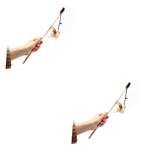 Yardwe 2 Stücke Gefiederten Katze Teaser Mit Glocke Interaktive Katze Spielzeug Katze Teaser Stick Katze Spielzeit Katzen von Yardwe