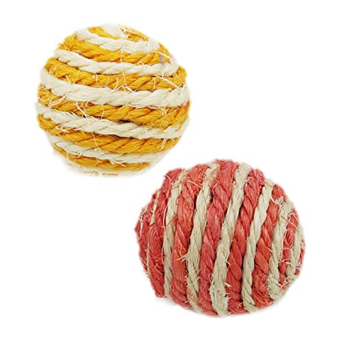 Yardwe 2stücke Sisal Bälle Für Katzen Spielzeug Zum Kauen Und Kratzen Langlebig Und Robust Fördert Die Aktivität Ihrer Katze Zufällige Farben von Yardwe