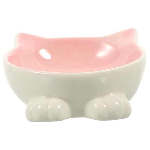 Yardwe 2St Katzenschüssel aus Keramik pet Bowl katzenfutter schüssel Flache Katze Futternapf Katzennapf Katzennäpfe Nackenschutznapf für Katzen Welpennapf Haustier Werkzeug Geschirr Rosa von Yardwe