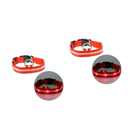 Yardwe 2St LED-Haustierhalsband LED Haustierhalsband Nachtsicht Hundehalsband Lichtleiste beleuchteter Kragen blinkendes Haustierhalsband Rundhals Siebdruck rot von Yardwe