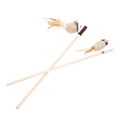 Yardwe 2stücke Interaktive Katzenangel Mit Katzenspielzeug Für Kätzchen Fördert Und Spielspaß Zufällige Farben Und Materialien Spielzeug Für Katzenhaltung von Yardwe