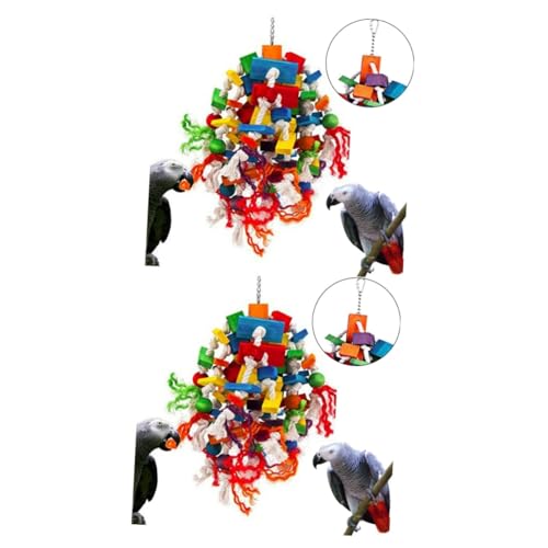 Yardwe 2St Papagei-Seil-Spielzeug Spielzeug für Haustiere Papageienfutter Spielzeuge Vogelspielzeug Papagei Kauspielzeug Papageienspielzeug zum Aufhängen hängend Papageienzubehör Hölzern von Yardwe