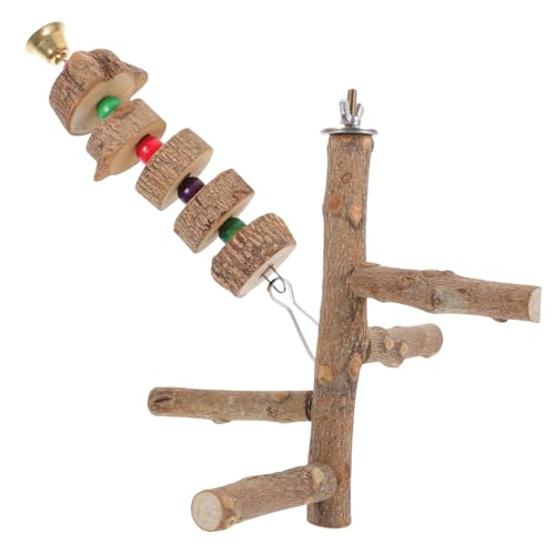 Yardwe Vogel-sitzstangenständer Aus Holz Für Papageien Vogelkäfig Hängespielzeug Vogelspielzeug 2er-Pack Kauspielzeug Für Fuß- Und Beinübungen Zufällige Farbe von Yardwe