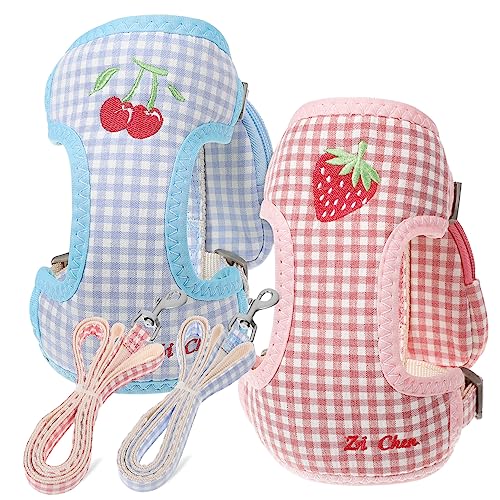 Yardwe 2Stücke Rucksack mit Hundeleine für Kleine Verstellbares Geschirr mit Stilvolles Welpengeschirr für Katzen Karomuster Yardwe 2Stücke Rucksack mit Hundeleine für Kleine Verstellbares Geschirr mit Stilvolles Welpengeschirr für Katzen Karomuster von Yardwe