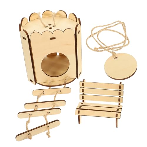 Yardwe 2 Stück Hamster-spielhaus Mit Nest Und Stuhl – Holzdekor Für Kleintiere Yardwe 2 Stück Hamster-spielhaus Mit Nest Und Stuhl – Holzdekor Für Kleintiere von Yardwe
