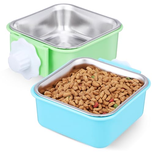 Yardwe 2er-Pack Hängender Hundenapf Und Katzenbecken Aus Edelstahl Futternapf Zur Kistenmontage Freie Einstellung Modernes Design von Yardwe