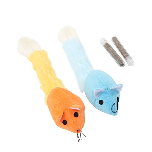 Yardwe 2stücke Katzenminze Plüschspielzeug Mit Langem Interaktives Mäuse-Spielzeug Für Katzen Orange Blau Für Spielerisches Training Und Beschäftigung von Yardwe