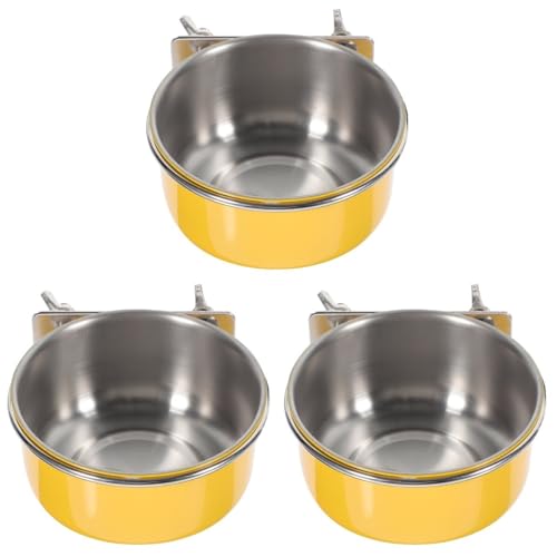 Yardwe 3 Stück Edelstahl-Vogelfutternäpfe Sittich-Futternapf Vogelfutter- Und Wassernäpfe (10 2 cm Gelb) von Yardwe