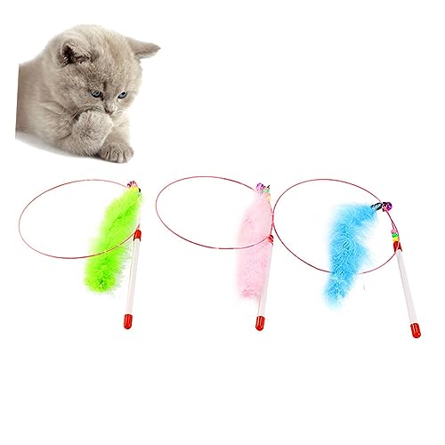 Yardwe 3stücke Katzen-Spielzeug Mit Bunten Federn Interaktiver Katzenteaser Mit Stabilem Kunststoffgriff Fördert Die Aktivität Spielverhalten Ihrer Katze Für Zuhause Stärkung Der von Yardwe