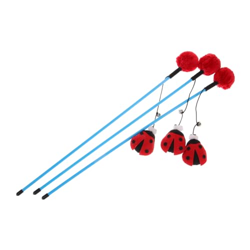 Yardwe 3stücke Katzenangelspielzeug Coccinella Septempunctata Interaktive Katzenangel Mit Plüschdesign Für Gesunde Und Lebhafte Katzen Fördert Spiel Und Bindung von Yardwe