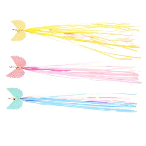 Yardwe 3 Stück Teiliges Katzenangel Ersatzköpfe DIY Interaktive Katzenspielzeuge für Drinnen Kreative Spielmöglichkeiten mit Langlebigem Design Rosa Gelb und Blau von Yardwe
