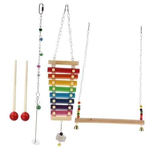 Yardwe 3stücke Teiliges Papageien-spielzeugset Mit Xylophon Und Obstgabel Interaktives Schwingspielzeug Für Wellensittiche Nymphensittiche Und Andere Vögel Für Käfig Und Kleine Tiere von Yardwe