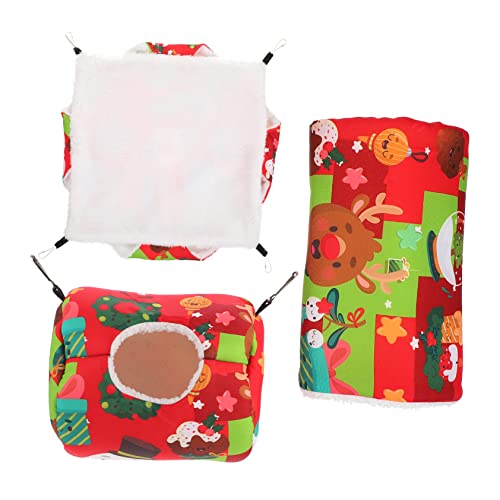 Yardwe 3St Hamster-Weihnachtsnest hamsterbett Hamster Hamster-Winterhöhle Haustierhängematte Abs Huhn Milbe Heu Hamster hängendes Schlafbett Hängenest für kleine Tiere Stoff rot von Yardwe