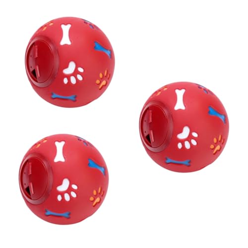 Yardwe 3st Leckerli-Ball Für Tiernahrung Scrump Plüsch Essen Auslaufendes Spielzeug Zahnen Spielzeug Für Hundefutterspender Hundespielzeugbälle Geruchlos Rot Kleiner Hund von Yardwe