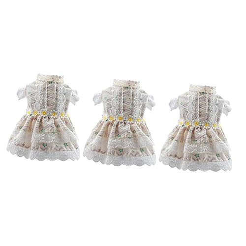 Yardwe 3St geblümtes Prinzessinnenkleid Tutu-Kleid für Mädchen Mantelkleid Prinzessinnenkostüme Welpenkleid Hundekleider Hundekleidung Kleiner Hund kleine und mittelgroße Hunde Polyester von Yardwe