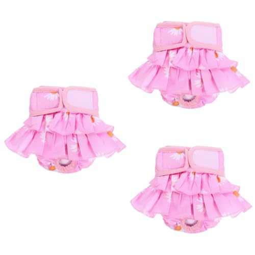 Yardwe Welpenwindeln 3St physiologische Hosen für Haustiere Kostüm Windel Outfits Slip Haustier Hund Zeitraum Höschen Hundehose Hündin Kleidung Hot Pants Sanitärhosen Baumwolle Rosa von Yardwe