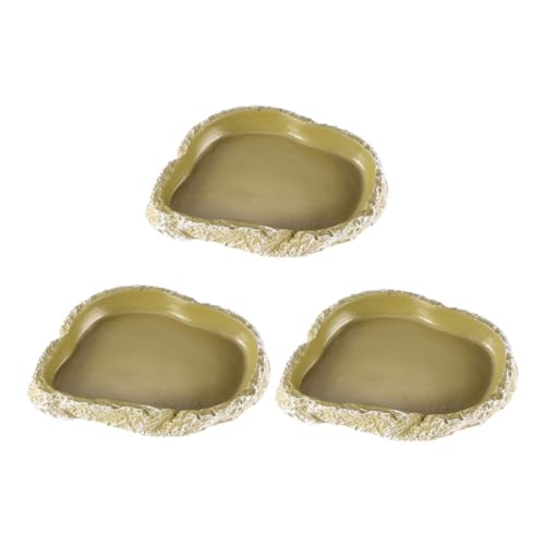 Yardwe 3stücke Teiliges Terrarium Futter Und Wasserschale Für Reptilien rutschfeste Futternäpfe Aus Resin Für Schildkröten Eidechsen Und Andere Haustiere Natürliches Design Einfach von Yardwe
