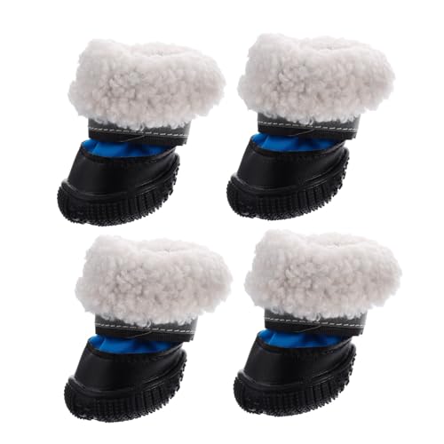 Yardwe 4 STÜCKE wasserdichte Hundeschuhe Teiliges Pfotenschutz Warm Gefüttert rutschfest Verstellbar für Kleine und Mittlere Hunde Winterschuhe Chihuahua Haustierschuhe Pfotenschützer von Yardwe