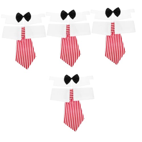 Yardwe 4 Sätze Haustier Krawatte binden Welpenhalsband Haustier-Kätzchen-Halsband Haustierhalsband-Dekor Katze Fliege Kragen draussen schmücken Geschenk Polyester rot von Yardwe