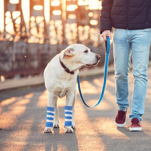 Yardwe 4 Stück Beinwärmer für Hunde, gestrickt, für den Winter, warme Socken, gestrickt, für Bein und Sprunggelenk, Schutz für Haustiere, Ellenbogenschutz, Ellenbogenschutz für Hunde, Blau von Yardwe
