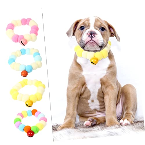 Yardwe 4 Stück Bunte Glockenkette Kätzchenkragen Haustier Geschirr Ausgestopft Für Zubehör Ball Drinnen Katzenkragenspielzeug Anhänger Plüsch Katzenhalsband Wolle Colorful von Yardwe
