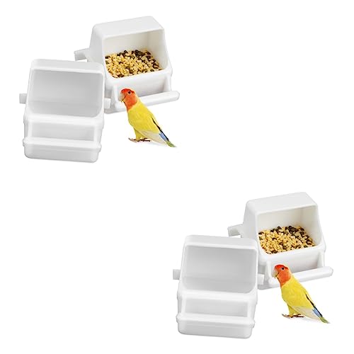 Yardwe 4 Stück Essensbox Vogelhäuschen für draußen Sittich-Futter Indoor-Wasserbrunnen Vogelfütterer Hängender Futterspender für Papageien Futterspender für Vogelkäfige Lebensmittel von Yardwe