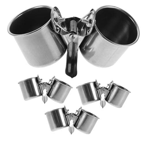 Yardwe 4 Stück Futter und Wasserschalen mit für Käfige für Wellensittiche Nymphensittiche und Liebesvögel von Yardwe