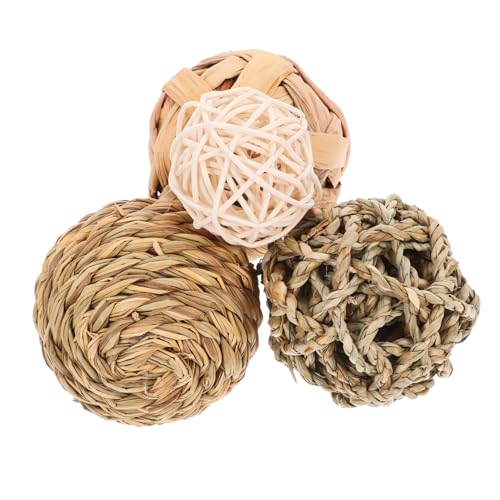 Yardwe 4stücke Pet Balls Für Kaninchen Rattan Heu-kauspielzeuge Zur Zahnpflege Für Training Und Beschäftigung Von Kleintieren Für Hasen Chinchillas Und Hamster von Yardwe