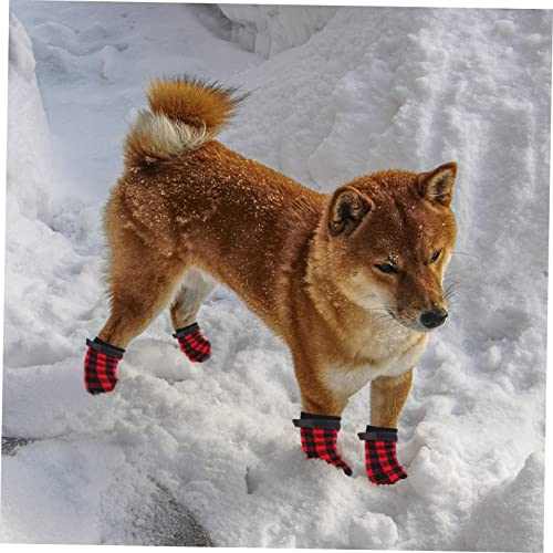 Yardwe 4 Stück rutschfeste Hundesocken mit Weihnachtlichem Design Atmungsaktiv Schützend und Wärmeisolierend für Kleine Hunde als Pfotenschutz im Innen und Außenbereich von Yardwe