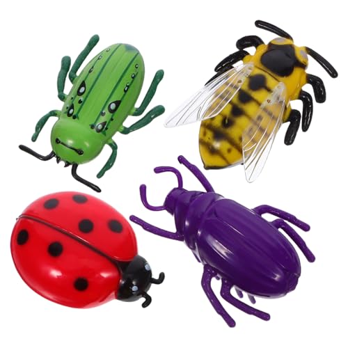 Yardwe 4 x Roboter-Katzenspielzeug, Mini-Roboter, Käfer, interaktives Katzenspielzeug, elektrisches Insektenspielzeug, Kunststoff, elektronisches Kätzchen-Spielzeug, künstliche Insekten von Yardwe