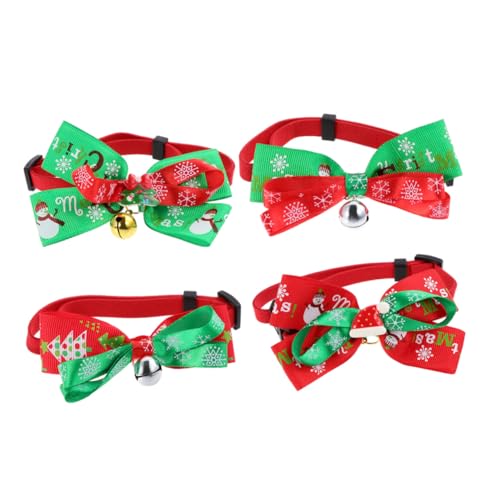 Yardwe 4Stücke Weihnachts Haustierhalsband Für Teiliges Kostüm Für Festliche Anlässe Verstellbar Für Welpen Und Kleine Haustiere von Yardwe