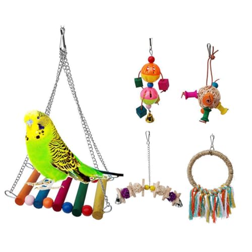 Yardwe Papagei Spielzeug Set 5 Stück Bunte Kauspielzeug Vogel Beißen Spielzeug Rattan Seil für Ziervögel Yardwe Papagei Spielzeug Set 5 Stück Bunte Kauspielzeug Vogel Beißen Spielzeug Rattan Seil für Ziervögel von Yardwe