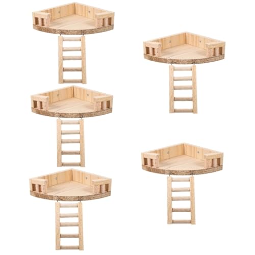 Yardwe 5 Sätze Hamsterständer Holzspielzeug für Hamster Nagetierkäfig Zubehör Chinchilla-Spielzeug für den Haushalt Rattenvorräte Spielset Holz Spielzeuge Rattenzubehör Sektor Leiter von Yardwe