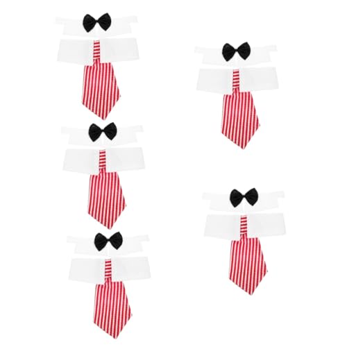 Yardwe 5 Sätze Haustier Krawatte Binden Krawattenkragen Dekorative Katzenkrawatte Kätzchen-Kragen Katze Fliege Kragen Katzenversorgung Halsband Einstellbar Polyester Rot von Yardwe