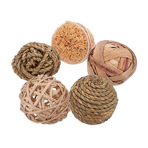 Yardwe 5stücke Kleintier Spielzeug Aus Rattan Aktivitäts Und Kaubälle Für Kaninchen Meerschweinchen Hamster Und Andere Kleine Haustiere Fördert Bewegung Und Zahngesundheit von Yardwe