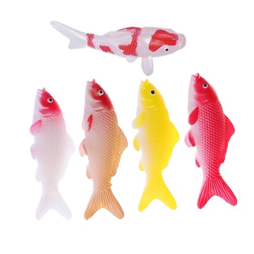 Yardwe 5 Stück Künstliche Koi-Fische Kleine Schwimmende Plastikfische Realistische Aquarien-deko Langlebige Schwimmfähige Goldfisch-Figuren für Aquarium Teich Büro und Zuhause von Yardwe