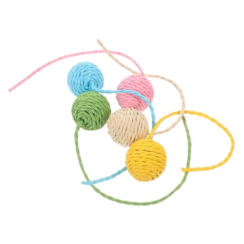 Yardwe 5 Stück Teiliges Set Interaktiver Katzenspielzeug Bälle mit Sisal Seil für Kratzsäulen Einfache Vielseitige Unterhaltung für Katzen von Yardwe