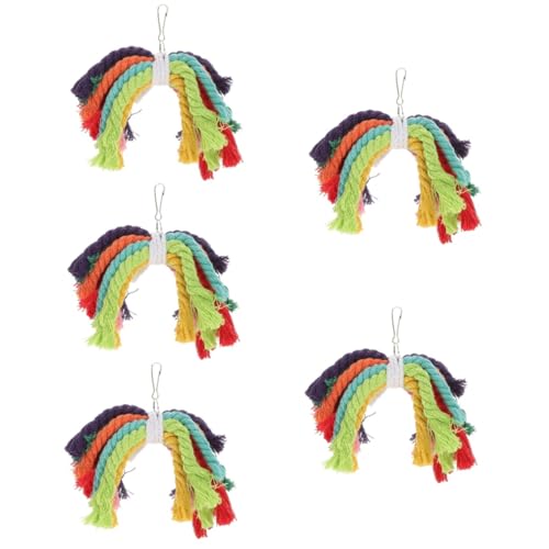 Yardwe 5 Stück Papageien-Baumwollseil Nagende Vögel Schaukelspielzeug Papageien-Putzspielzeug Vogel-Kauspielzeug Sittich-Seil-Spielzeug Dradel-Spielzeug Käfig-Hängespielzeug von Yardwe