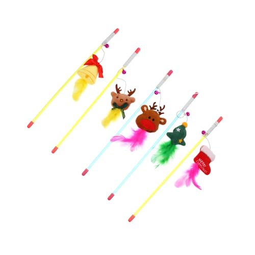 Yardwe Katzenspielzeug- 5pcs Cat Teaser Stick Interaktives Design Weihnachtskatzenspielzeug für Haustierspaß Yardwe Katzenspielzeug- 5pcs Cat Teaser Stick Interaktives Design Weihnachtskatzenspielzeug für Haustierspaß von Yardwe