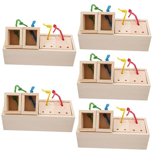 Yardwe 5er-Box Hamster Spielzeug Zur Nahrungssuche Kaninchen-puzzlespielzeug Futterautomat Für Haustiere Vögel Spielzeug Holzspielzeug Hamsterkäfig Fütterungsbox Hölzern Meerschweinchen von Yardwe