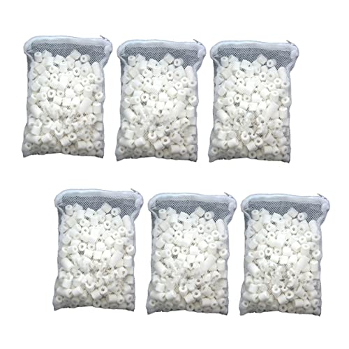 Yardwe 6 Packungen Filtermedien biologischer Ring spurenelemente spurl Natural Element Filterung Filter für Fischbecken Filtermedien für Fischteiche Porös Bio-Ball Filtermaterial Weiß von Yardwe