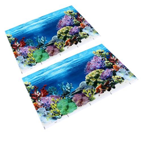 Yardwe 3sets Statisch Haftenden Fisch Tank Aufkleber 3D Szene Aufkleber Aquarium Kunst 2 Stücke * 3 von Yardwe