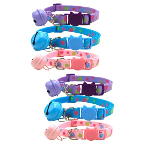 Yardwe 2 Sets Hundehalsband Mit Schleife Verstellbare Größe Lollipop-Muster Glockenhalsband Heimtierbedarf 3 Farben Erhältlich 3 Stück X 2 von Yardwe