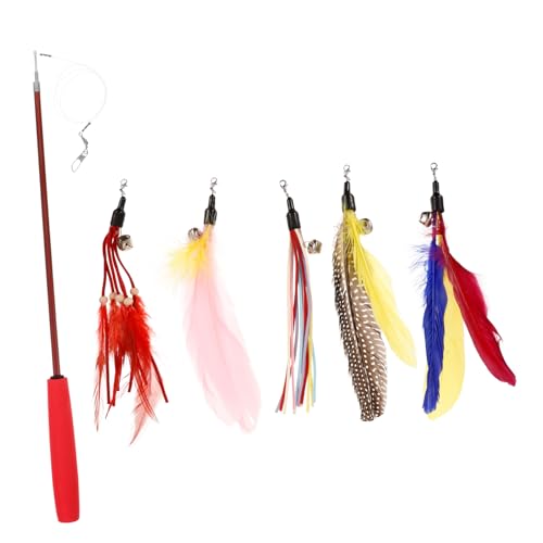 Yardwe 6 Stück Katzen-Teaser katzenspielzeug Katzen Futterspender einziehbarer Katzenteaser spielzeuge Katzenfeder Teaser Stick zum Necken von Katzen künstliche Feder von Yardwe